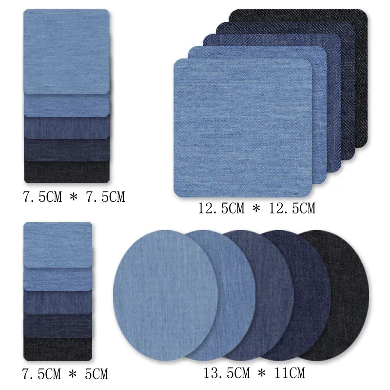 DIY Sewing Tools Denim Patches For Jeans Kit 4 Shades Of Blue Iron